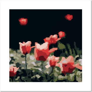 Red roses in pixel art style Posters and Art